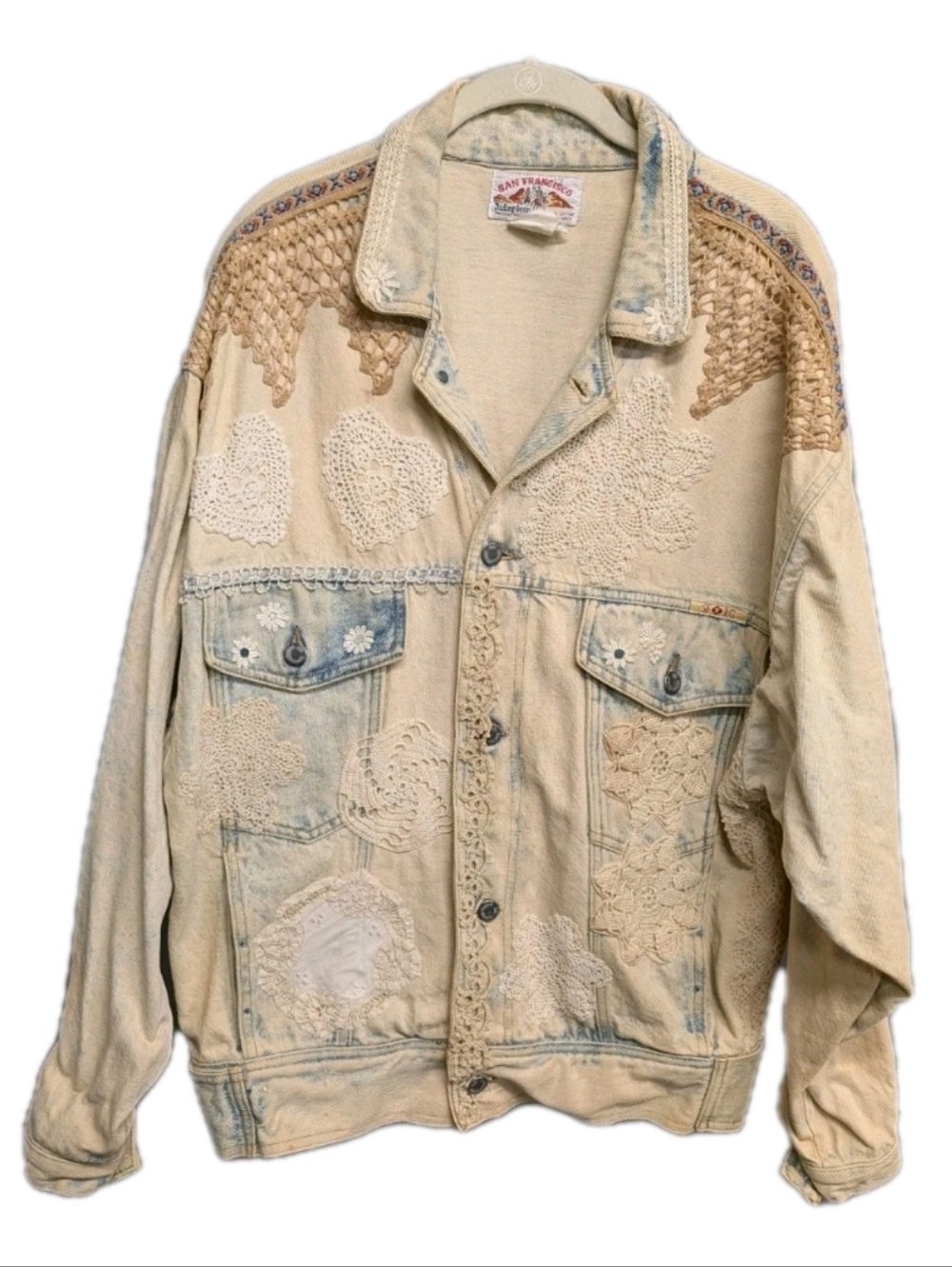 Vintage San Francisco Riding Gear Washed Boho Western Denim Jacket RARE